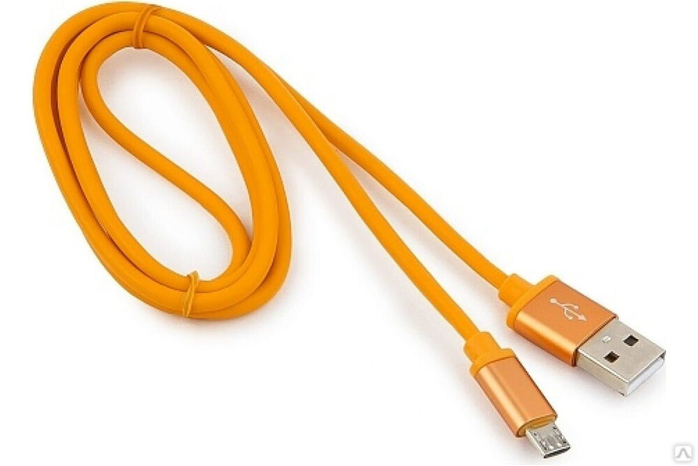 Кабель Cablexpert USB 2.0 AM/microB, серия Silver, длина 1 м, оранжевый, блистер, CC-S-mUSB01O-1M