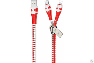 Кабель USB 2.0 Hoco U97 AM/Type-C/Lightning красный-белый, 1.2 м, 6931474743343 #1