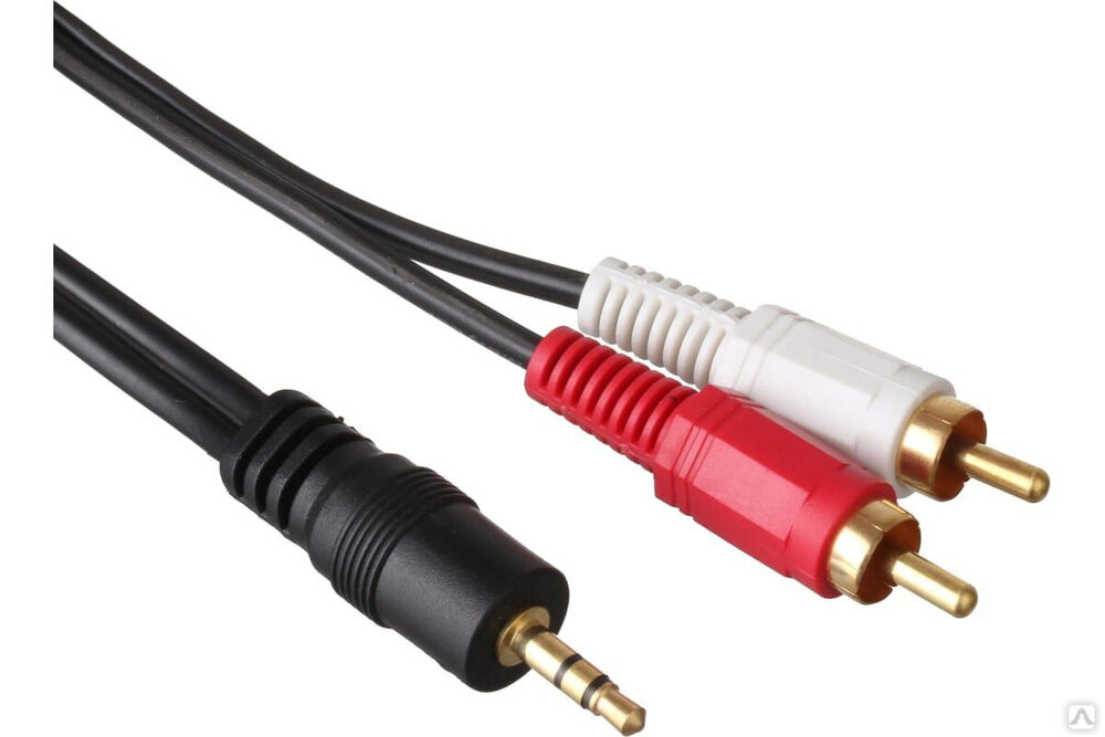 Аудио кабель ExeGate EX-CCA-458-2.0 3.5 mm Jack M 2xRCA M, 2 м, позолоченные контакты 225927
