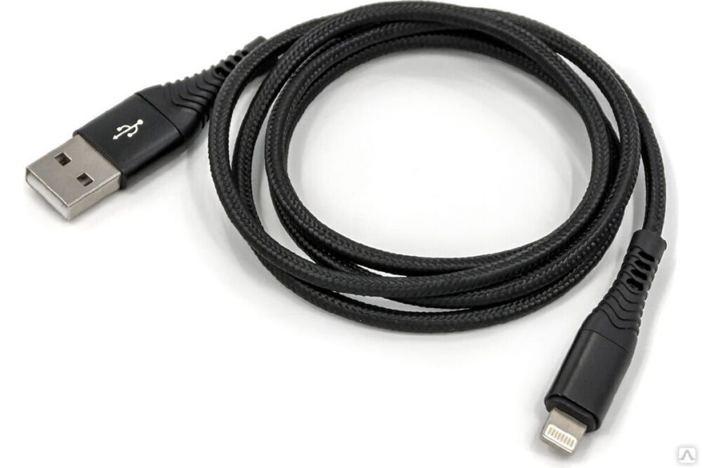 USB-кабель AM-8pin BYZ 1 метр, 5A, нейлон, чёрный, 23750-BC-029iBK