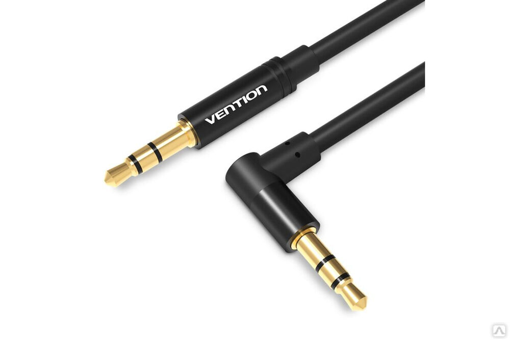 Аудио кабель Vention Jack 3,5 mm M/Jack 3,5 mm M, угол 90 - 1,5 м, черный BAKBG-T