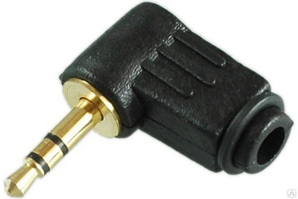 Разъем аудио Pro Legend 3.5 мм штекер стерео угловой пластик на кабель, Gold PL2103