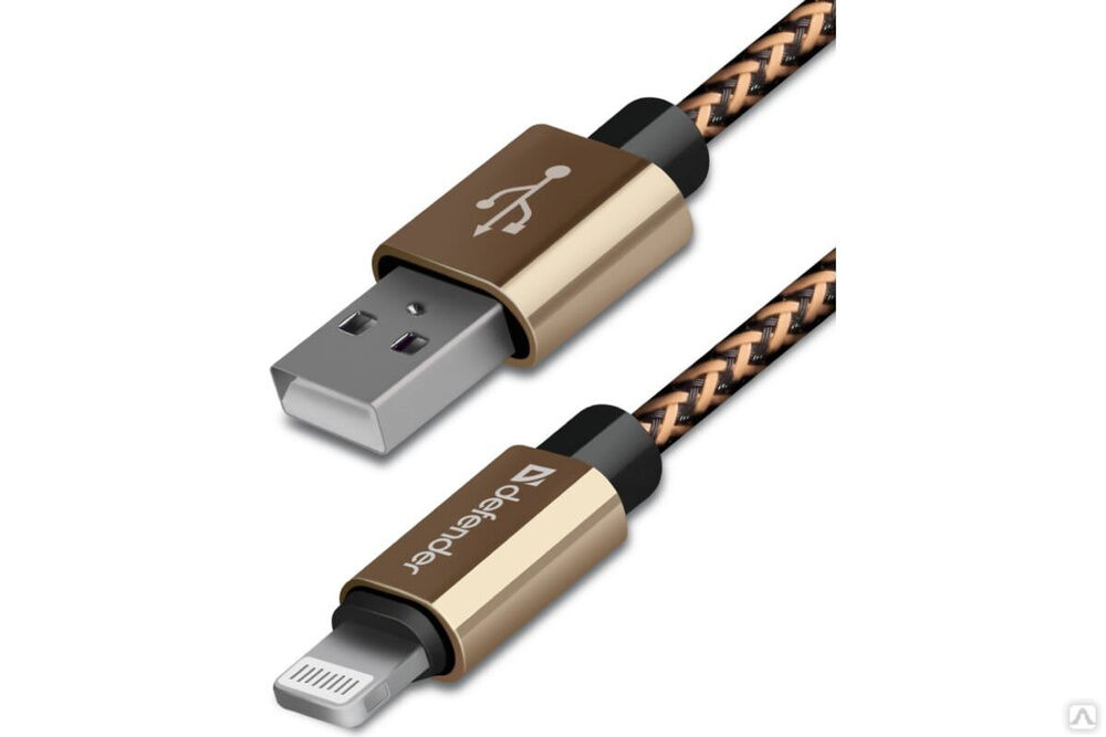 USB-кабель Defender ACH01-03T PRO USB2.0 Золотой, AM-LightningM,1m,2.1А 87806