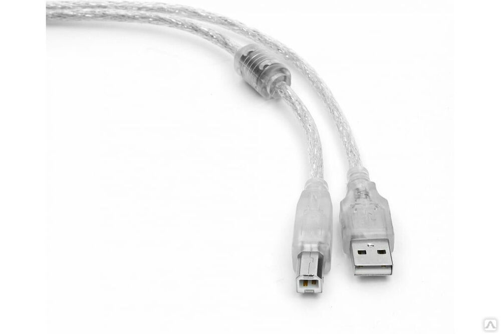 Кабель Cablexpert USB2.0 Pro, AM/BM, 0.75 м, экранированный, ферритовое кольцо, прозрачный CCF-USB2-AMBM-TR-0.75M