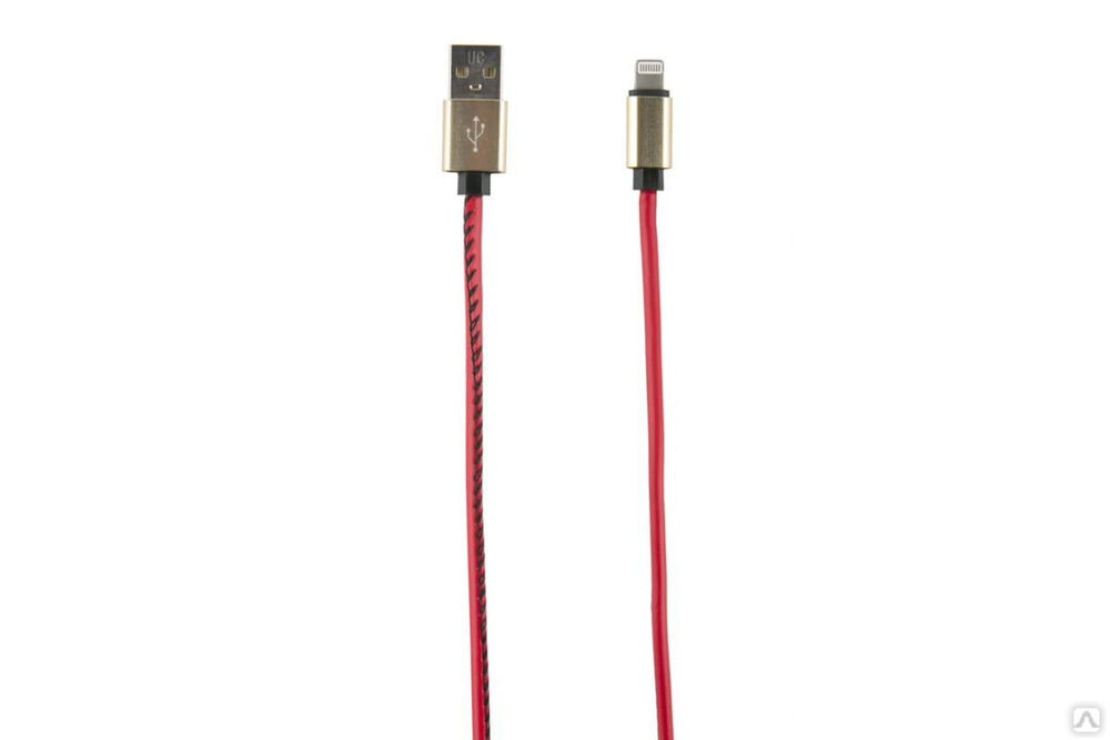 Дата-кабель Red LineUSB – 8 – pin для Apple 2 метра оплетка 'экокожа', красный УТ000014165