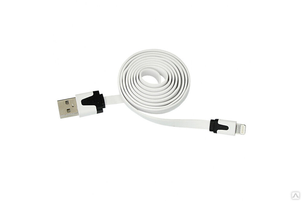 Кабель USB для iPhone 5/6/7 моделей slim шнур плоский 1 М белый 18-1974 REXANT