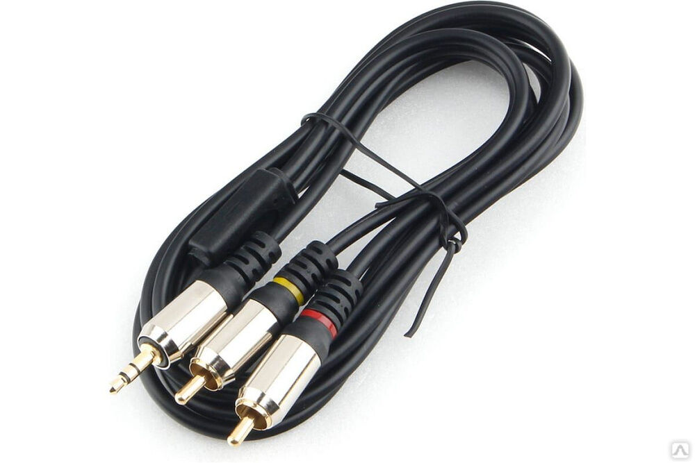 Аудио кабель Cablexpert, 3.5 джек/2xRCA, 1.5 м, блистер, черный CCAB-02-35M2RM-1.5MB