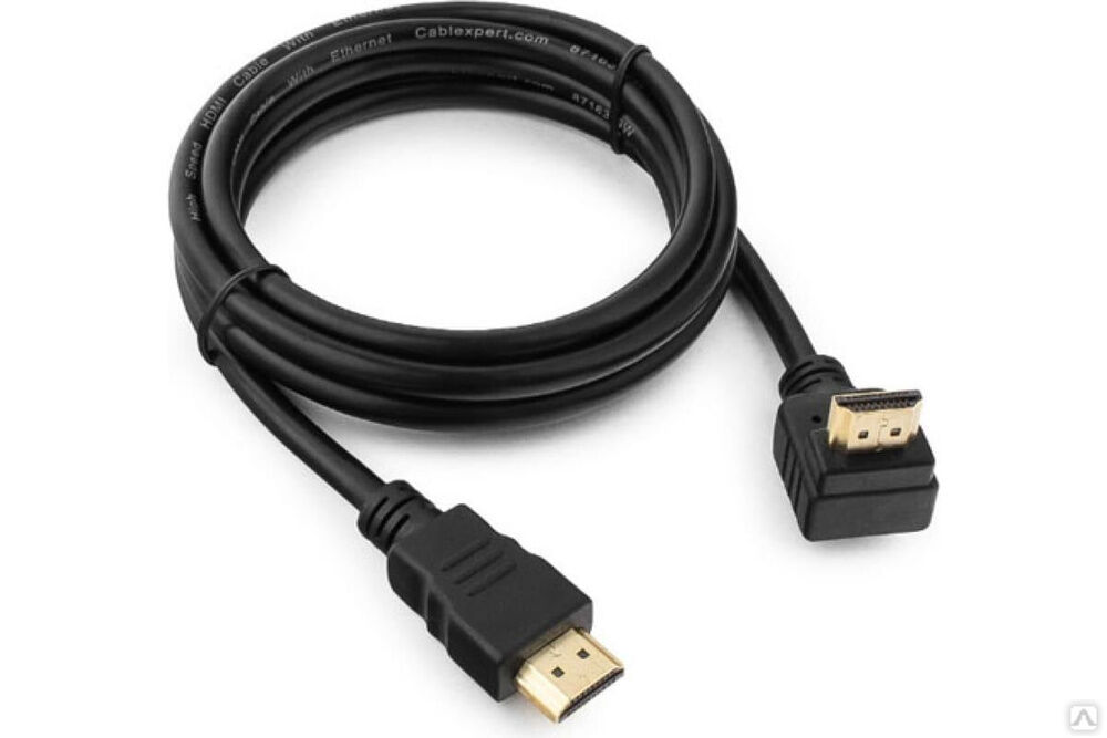 Кабель Cablexpert HDMI v1.4, 19M/19M, 1.8 м, угловой разъем, черный CC-HDMI490-6