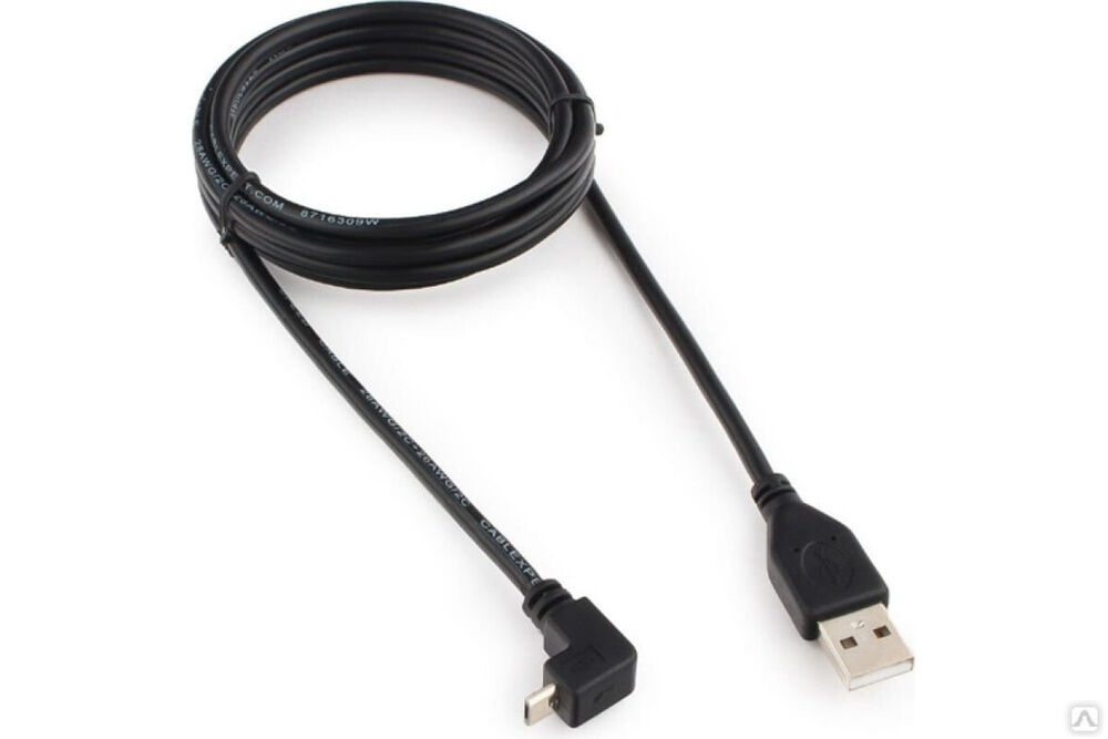 Кабель Cablexpert Pro USB 2.0 AM/micro-BM 5P, 1,8 м, угловой, экран, черный CCP-mUSB2-AMBM90-6