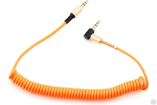 Спиральный аудио кабель Cablexpert 3.5 джек 90 гр. оранжевый 1.8 м CCAB-02-35MMLC-1.8MO #1