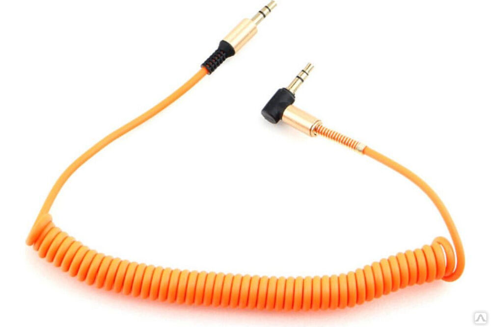 Спиральный аудио кабель Cablexpert 3.5 джек 90 гр. оранжевый 1.8 м CCAB-02-35MMLC-1.8MO