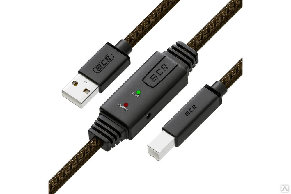 Активный кабель USB 2.0 GCR 5 м, черно-прозрачный VIVUPIC3M1-BD2S-5.0m