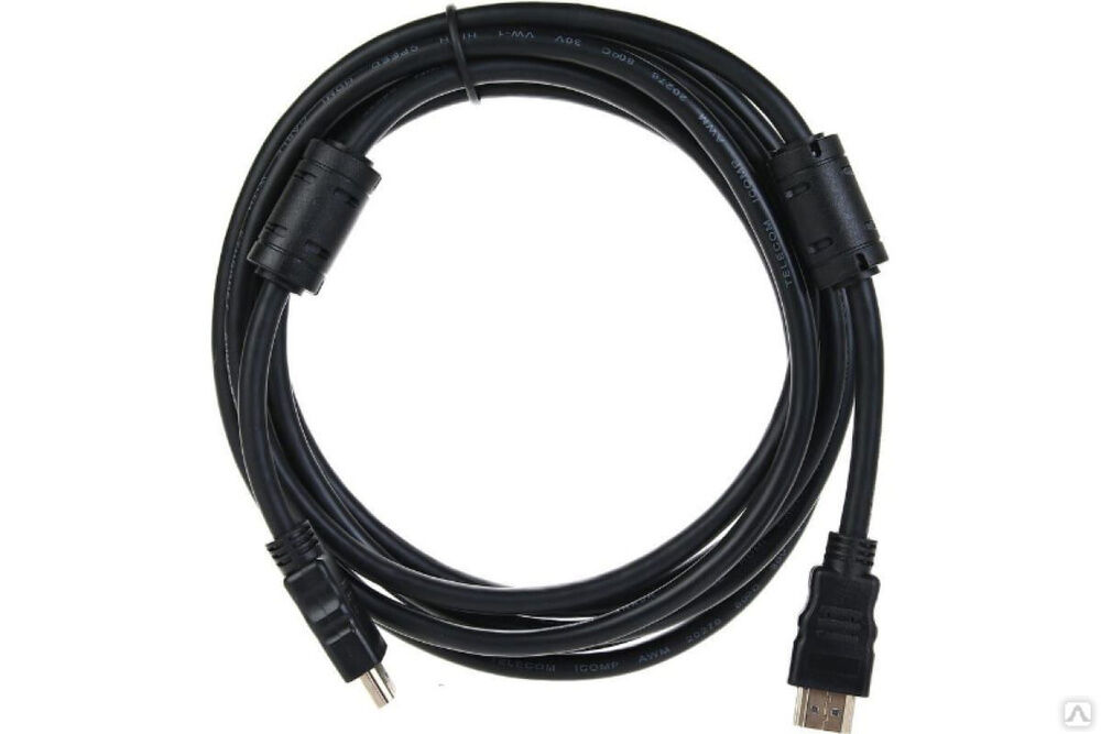 Кабель Telecom HDMI-19M --- HDMI-19M, ver 2.0+3D/Ethernet, 2 фильтра, 3m TCG200F-3M