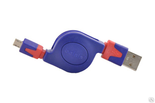 Кабель-рулетка Belsis USB 2.0 A вилка – micro B вилка, сине-красный BGL1183 #1