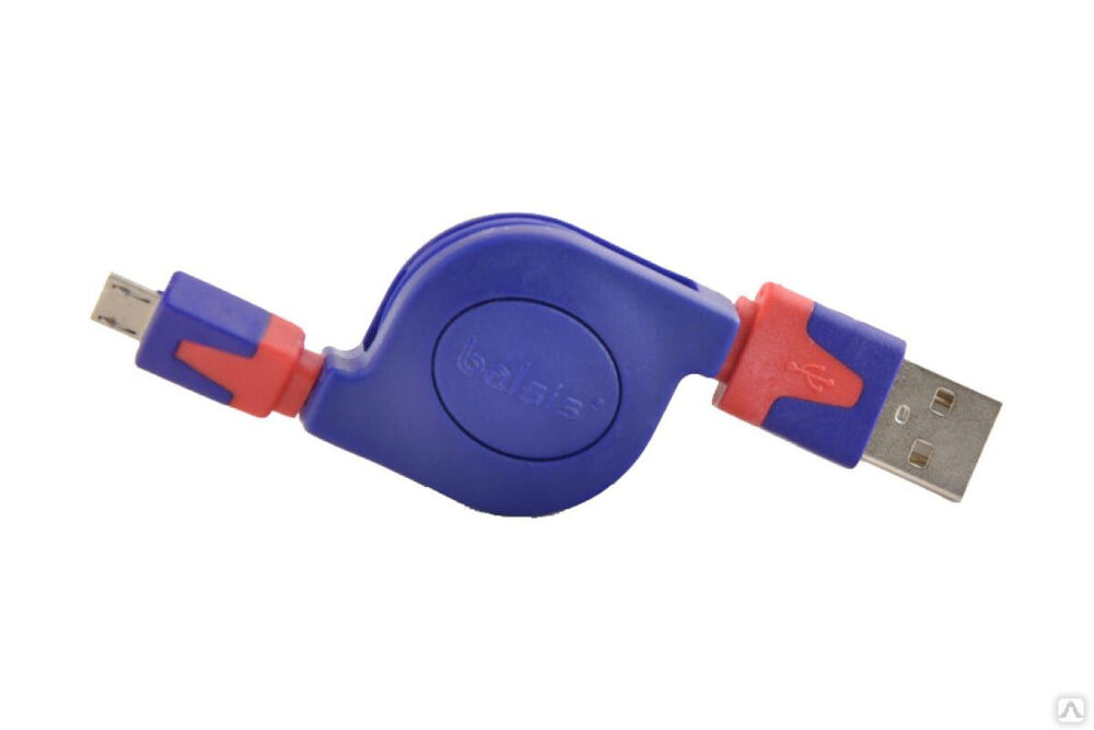 Кабель-рулетка Belsis USB 2.0 A вилка – micro B вилка, сине-красный BGL1183 1