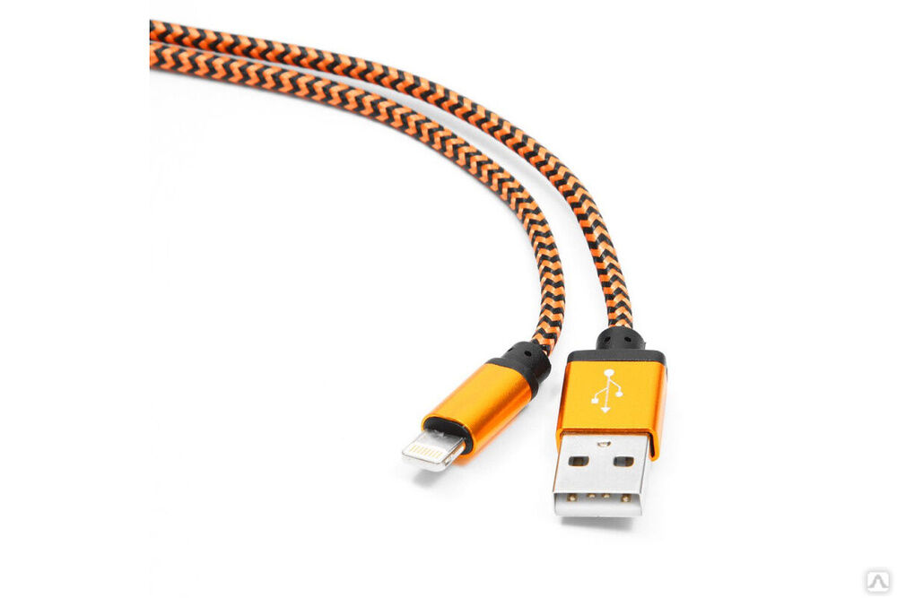 Кабель USB 2.0 Cablexpert, AM/Lightning, 8P, 1 м, нейлоновая оплетка, оранжевый CC-ApUSB2oe1m
