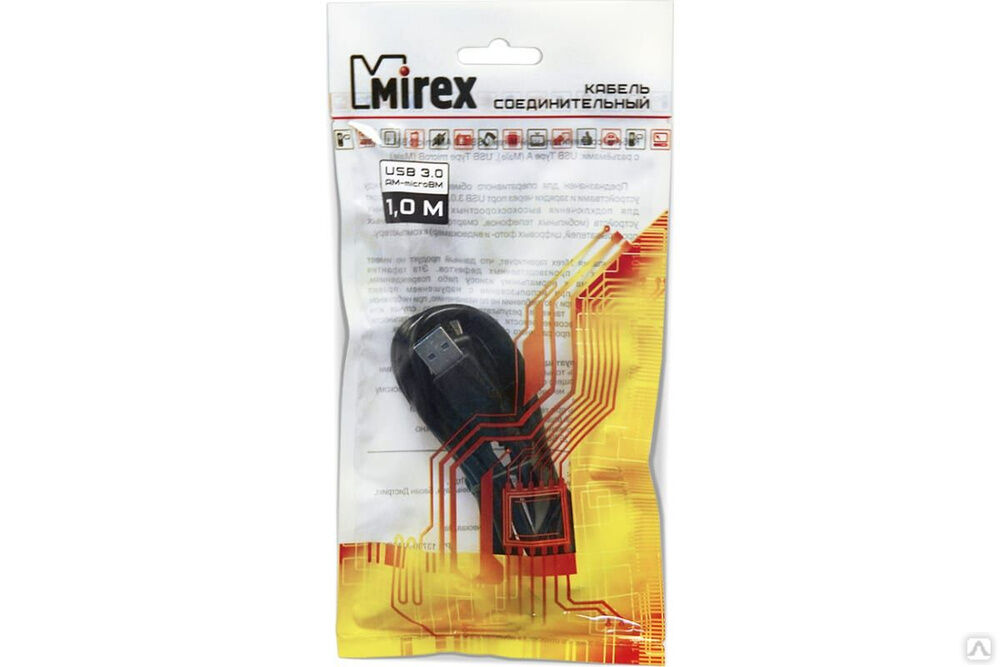 Соединительный кабель Mirex USB 3.0 AM-microBM 1 метр, двойной экран 13700-AMCR10U3 2