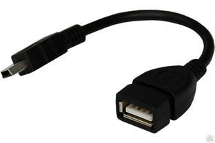 USB-кабель OTG mini USB на USB шнур 0.15M черный 18-1181 REXANT #1