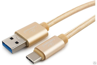 Кабель USB 3.0 Cablexpert, AM/Type-C, длина 1 м, золотой CC-P-USBC03Gd-1M #1