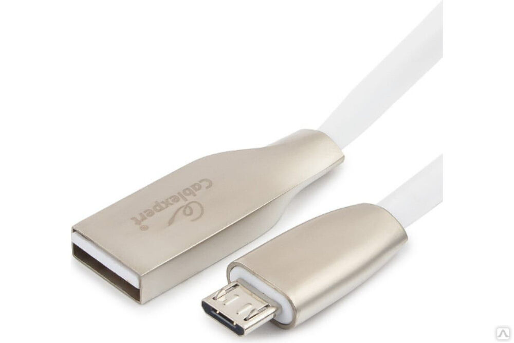 Кабель Cablexpert серия Gold USB 2.0 AM/micro-B, длина 1 м, белый, блистер CC-G-mUSB01W-1M