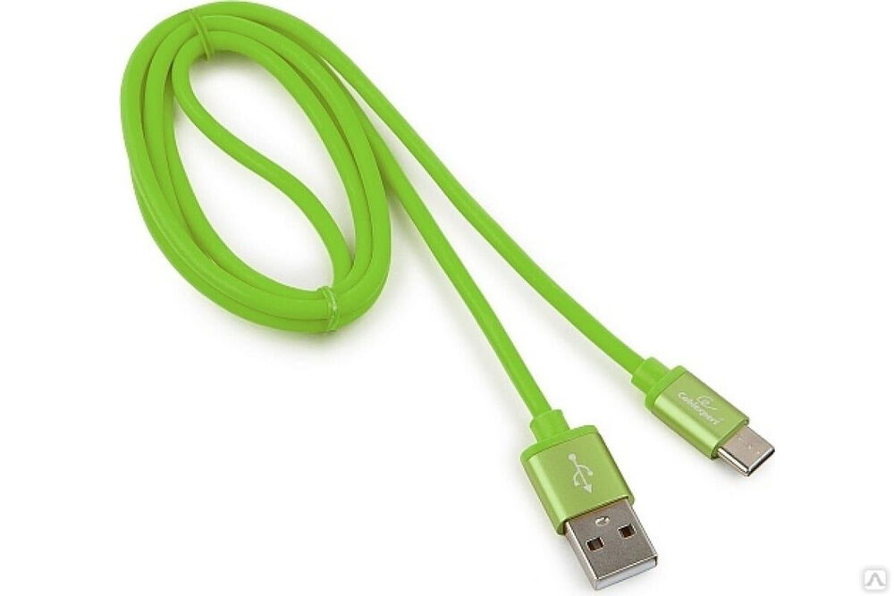 Кабель Cablexpert USB 2.0 AM/Type-C, серия Silver, длина 1 м, зеленый, блистер, CC-S-USBC01Gn-1M
