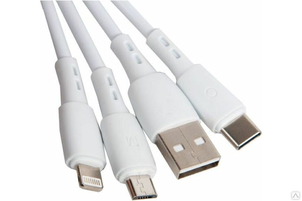 Кабель USB Borofone BX71 Shengda для Lightning, Micro USB, Type-C, 2.0A, длина 1 м, белый 903689 2