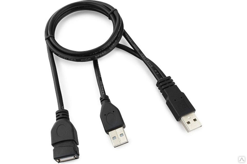 Кабель Cablexpert, удлинитель, USB2.0 Pro, 2xAM/AF, 90 см, экранированный, черный, CCP-USB22-AMAF-3