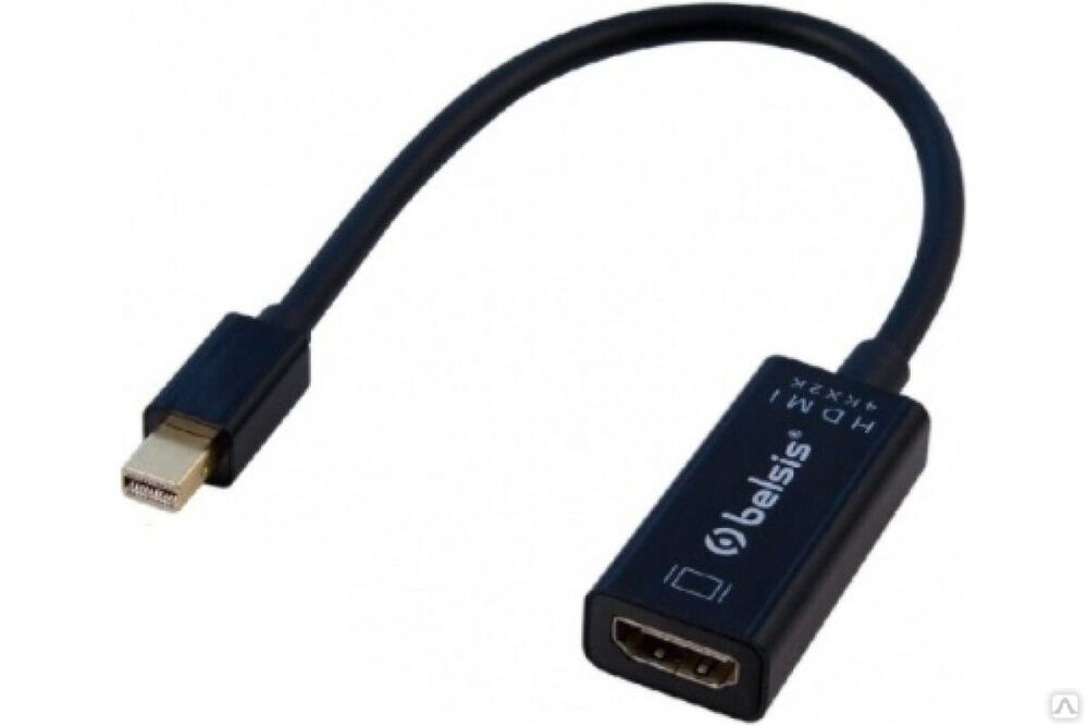 Кабель-адаптер mini DisplayPort - HDMI (f) 4Кх2К, 0,2 м, чёрный Belsis BW8801