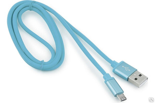 Кабель USB 2.0 Cablexpert, AM/microB, серия Silver, длина 1 м, блистер, синий CC-S-mUSB01Bl-1M #1