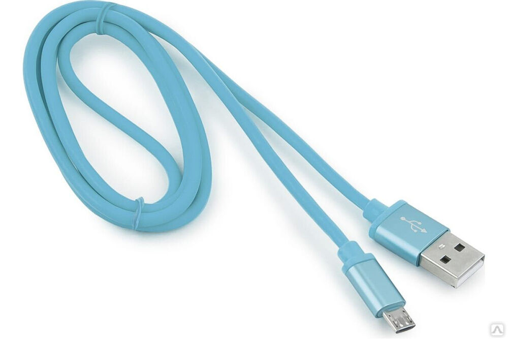 Кабель USB 2.0 Cablexpert, AM/microB, серия Silver, длина 1 м, блистер, синий CC-S-mUSB01Bl-1M