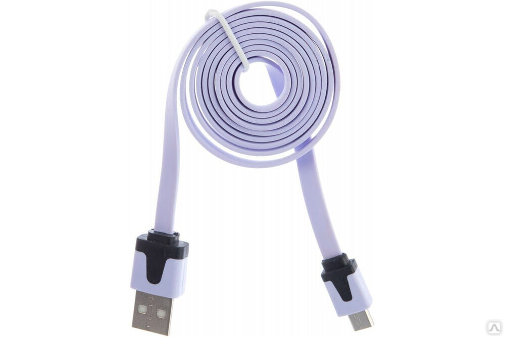 Универсальный кабель USB microUSB шнур плоский 1 М белый 18-4274 REXANT