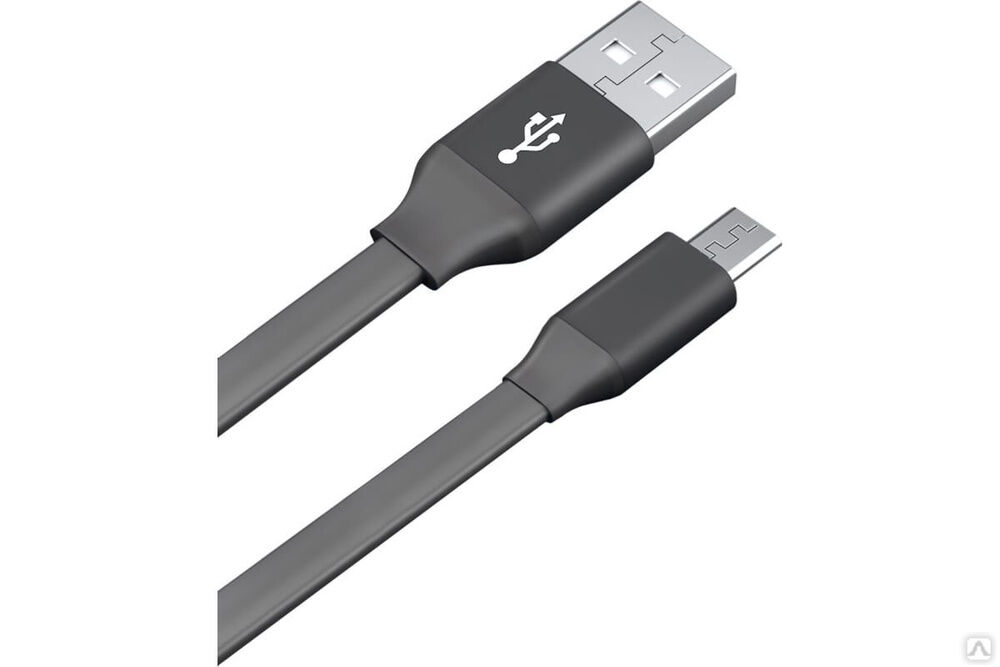Плоский дата-кабель AKAI USB А-microUSB черный CBL210B