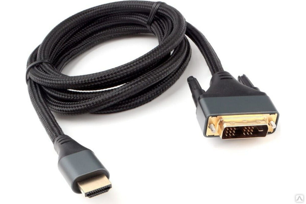 Кабель Cablexpert 4K 19M/19M 1.8 м single link нейлоновая оплетка металлические разъемы HDMI-DVI CC-HDMI-DVI-4K-6