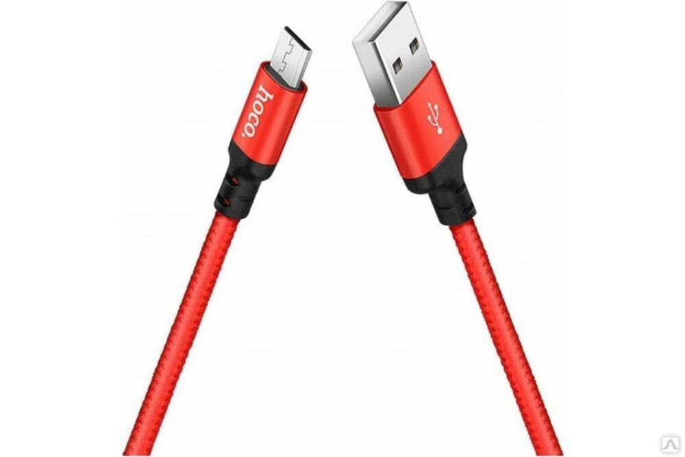 Кабель USB 2.0 Hoco X14, AM/microBM, черно-красный, 2 м 6957531062912