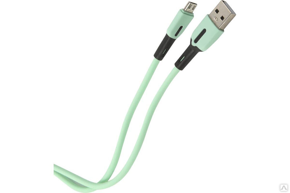 Дата-кабель USAMS SJ432 USB - micro USB с индикатором 1 м силикон, мятный SJ432USB03 УТ000021050