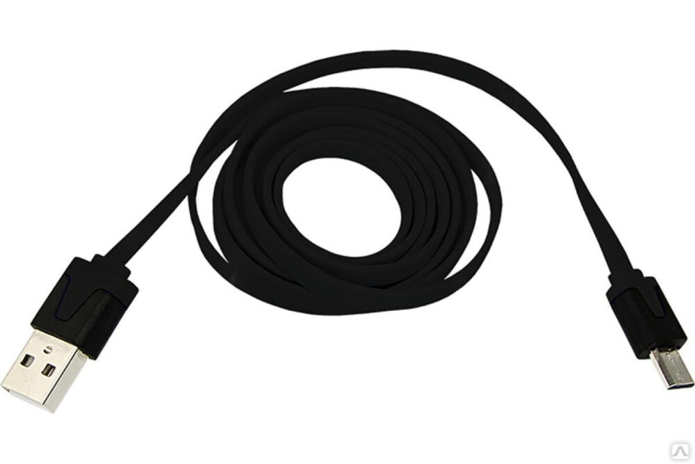 Универсальный кабель USB microUSB шнур плоский 1 М черный 18-4270 REXANT