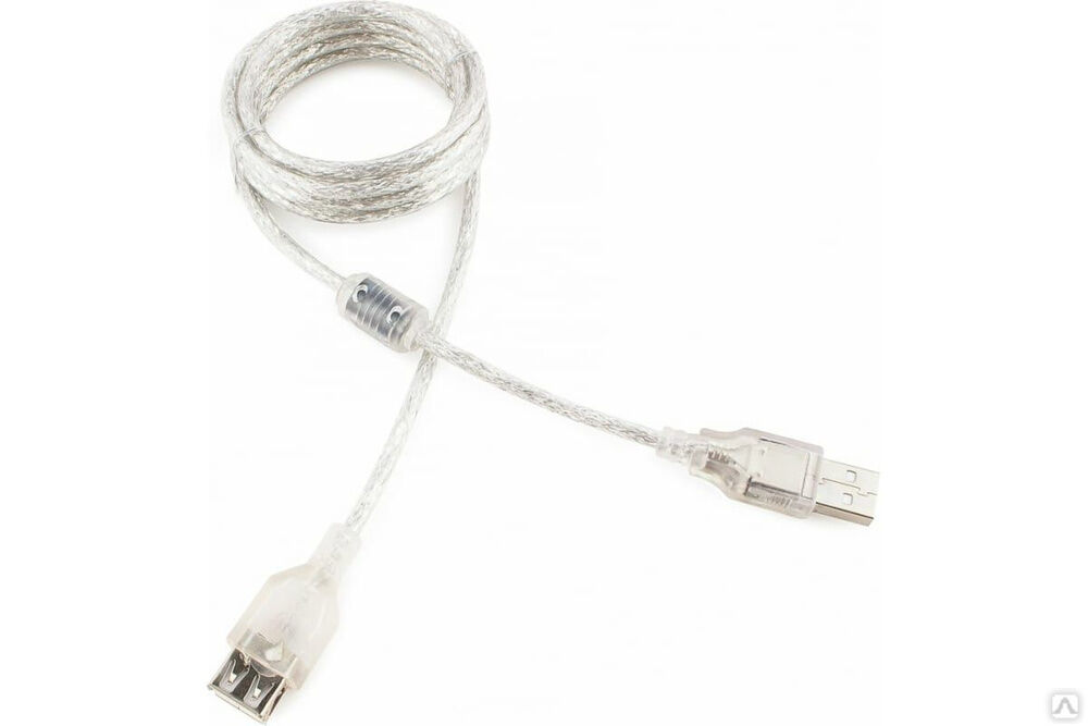 Кабель удлинитель USB2.0 Cablexpert Pro, AM/AF, 1,8 м, экранирование, прозрачный, пакет CCF-USB2-AMAF-TR-6