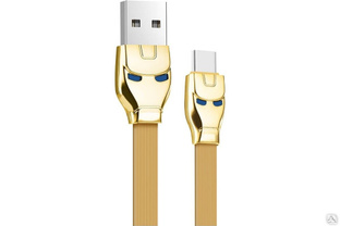 Кабель USB 2.0 Hoco в форме стального человека с подсветкой U14 AM/Type-C золотой, 1.2 м, 6957531049487 #1