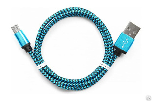 Кабель Cablexpert USB 2.0 AM/microBM 5P 1 м нейлоновая оплетка, алюминиевые разъемы, синий CC-mUSB2bl1m #1