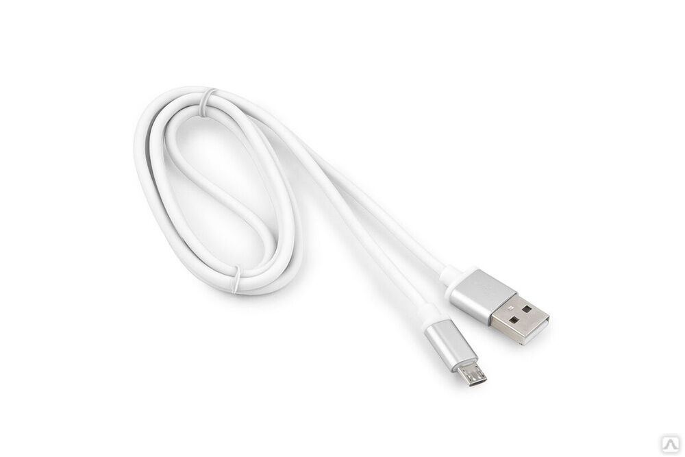 Кабель USB Cablexpert USB 2.0 AM/microB, серия Silver, длина 1 м, блистер, белый CC-S-mUSB01W-1M