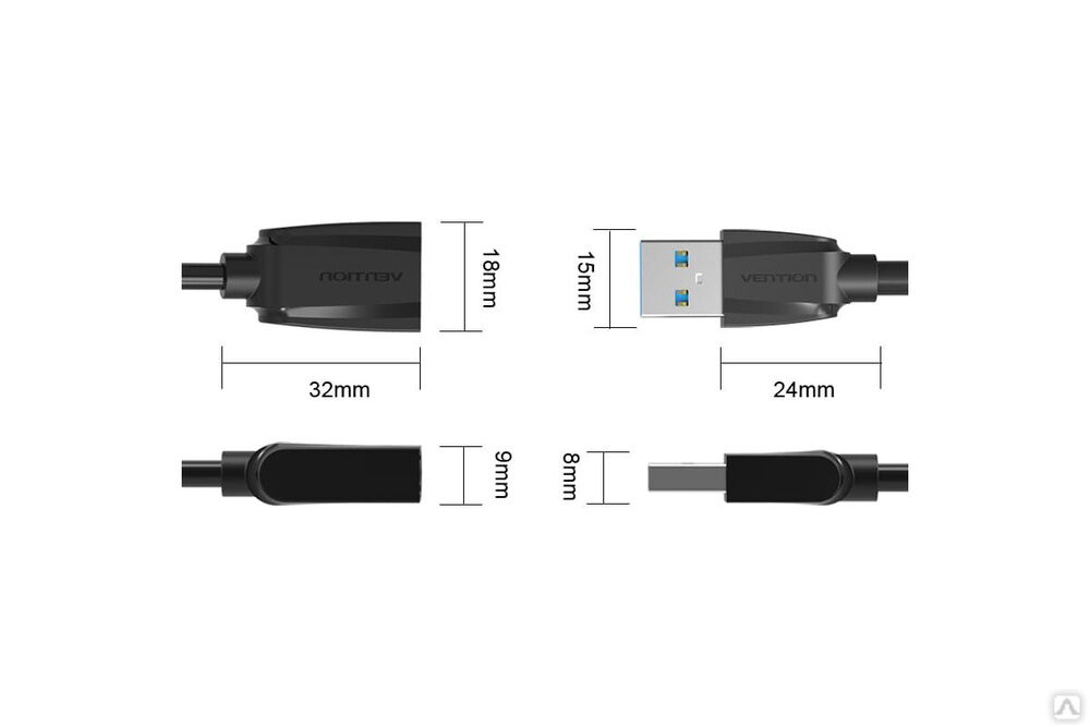 Кабель-удлинитель Vention USB 3.0 AM/AF - 2 м Black Edition VAS-A45-B200 5
