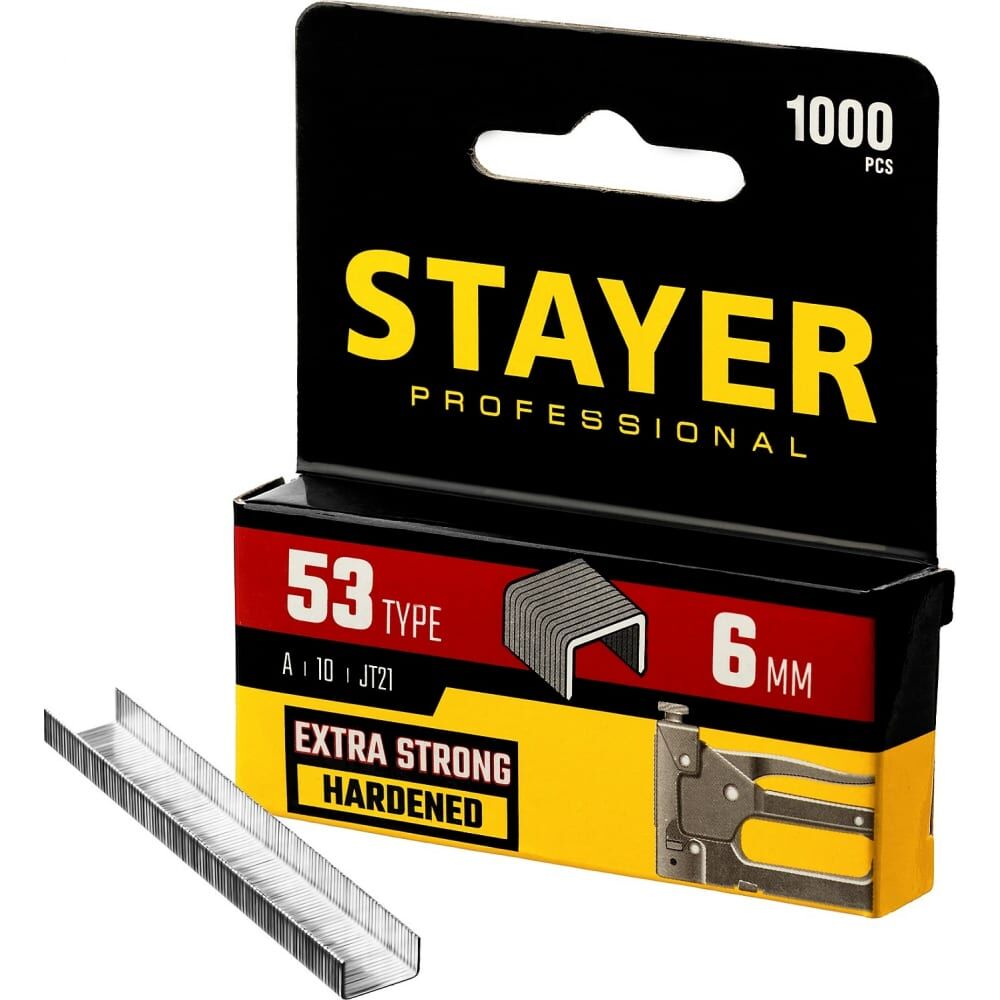 Тонкие скобы для степлера STAYER тип 53 6 мм 1000 шт