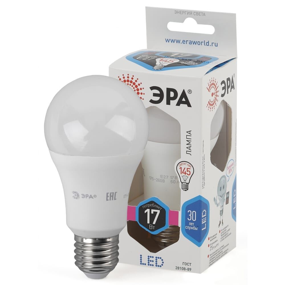 Светодиодная лампа ЭРА LED A60-17W-840-E27 10/100/1200