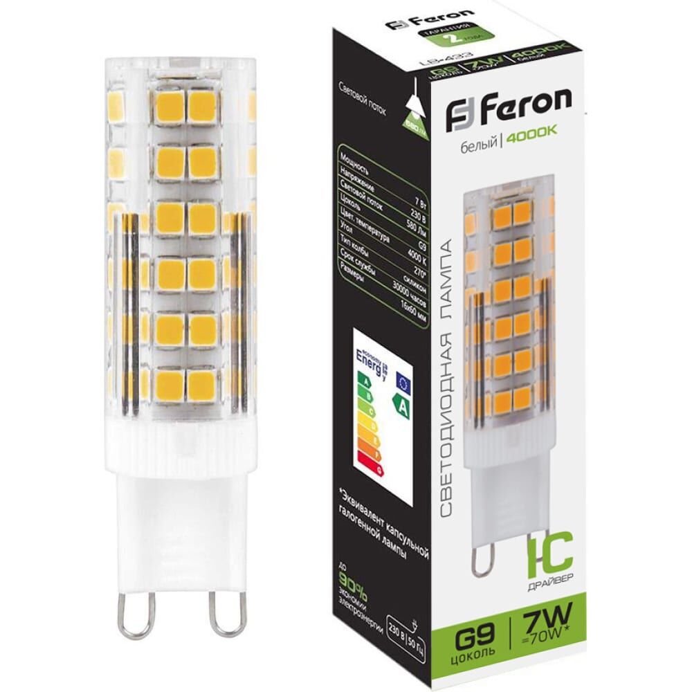Светодиодная лампа FERON LB-433 7W 230V G9 4000K