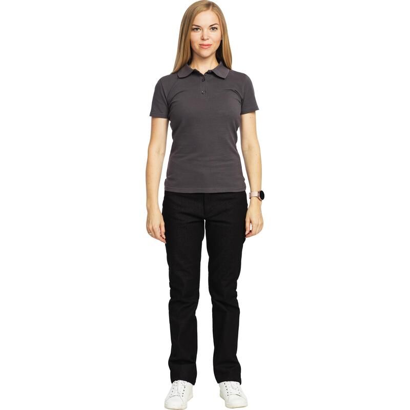 Рубашка поло женская серая с короткими рукавами (размер S, 46, 200 г/кв.м) NoName