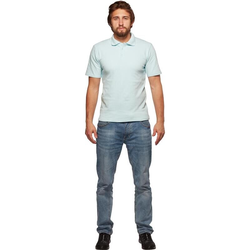 Рубашка поло мужская голубая с короткими рукавами (размер XXXL, 56, 200 г/кв.м) NoName