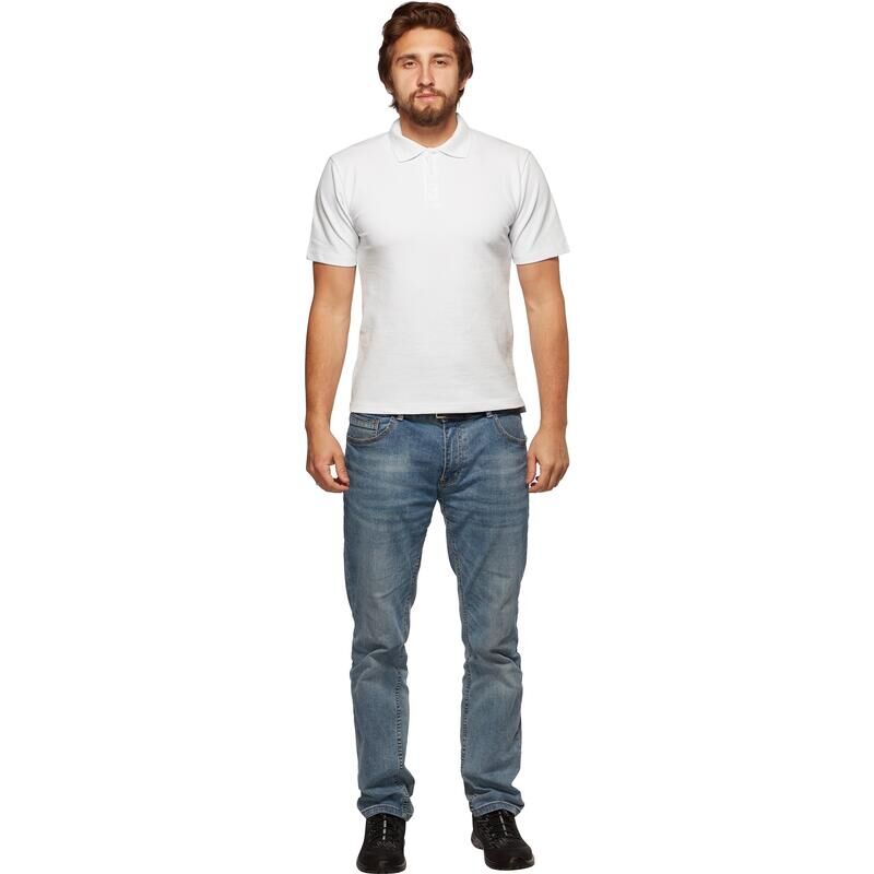 Рубашка поло мужская белая с короткими рукавами (размер XXL, 54, 200 г/кв.м) NoName