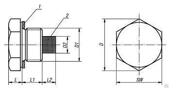 Пробка G 3/8 резьба шестигранная головка цилиндрическая трубная с дюймовой резьбой магнитом, AL