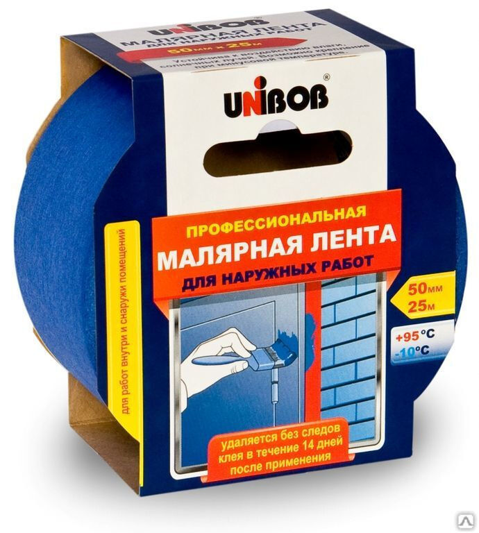 Лента малярная 50 мм х 25 м для наружных работ Unibob