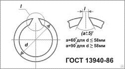 Кольцо стопорное Ф 7 наружное без ушек, оксидированное ГОСТ 13940-86